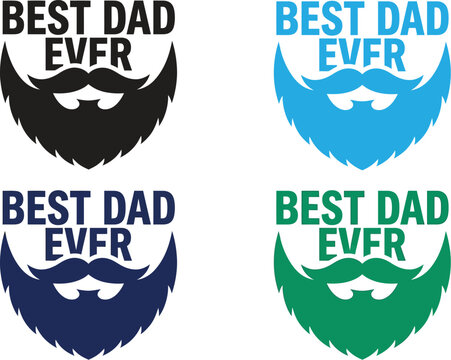 Four color variations of 'best dad ever' beard graphic design