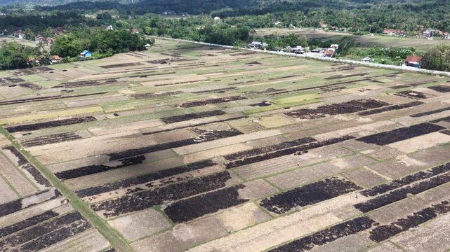 Aerial Farmland Patchwork Fields from Above Video.
