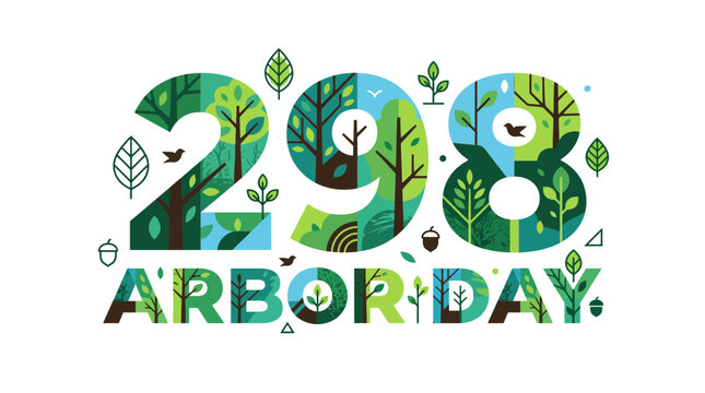 Arbor Day 298 Celebration with Nature Elements and Trees