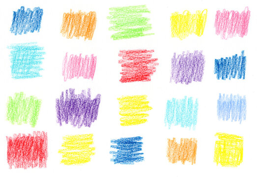 Colorful abstract crayon scribble pattern on white background