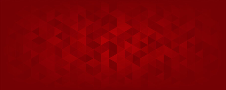 Abstract colorful background. Red triangles shape. Red mosaic. Geometric red background. Panorama red background. Modern red background. Red pattern