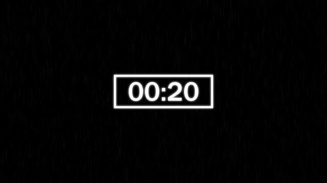 Premium Futuristic Neon Digital Countdown Timer Animation from 25 to 0 with Glowing White Frame on Black Background for Video Intro, Broadcast, Event Opening and Motion Graphics