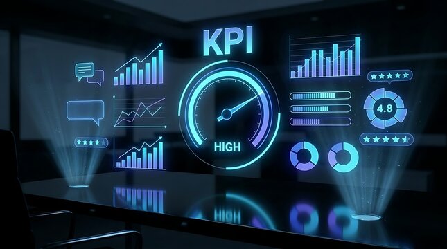 Key performance indicators dashboard with graphs and charts
