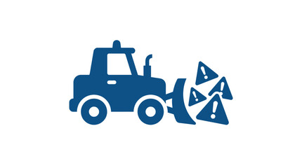 Snowplow Pushing Aside Warning Signs Icon Representing Snowplow Parenting Style © Bima