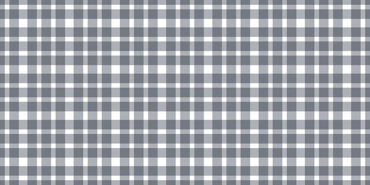 Seamless grey and white gingham plaid pattern background.