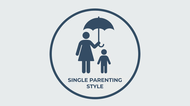 One Umbrella Sheltering Parent And Child Icon Representing Single Parenting Style
