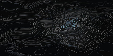 Abstract topographic map contour lines on black background with topography abstract geography elevation illustration navigation cartography scientific geometric background stylized modeling © MOHAMAD