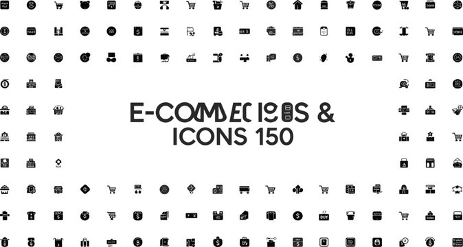 Minimalist vector linear web icons collection featuring shopping carts price tags delivery trucks payment methods and user accountsMinimalist vector linear web icons collection featuring shopping cart