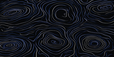 Abstract topographic map contour lines pattern in blue and white on dark background with topographic abstract geography geometric elevation cartography background navigation landscape © MOHAMAD