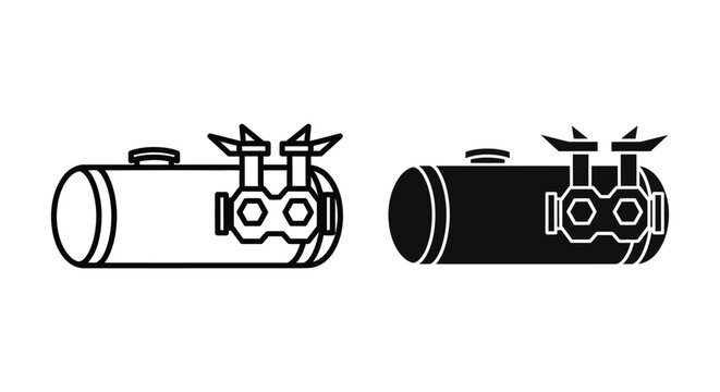 Propane tank icon set, simple style vector illustration of gas cylinder for industrial or home heating isolated on white background