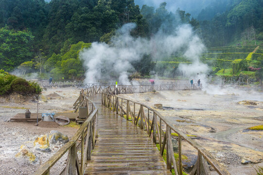 Portugal, Azores, Sao Miguel, Fumaroles of Furnas lake
