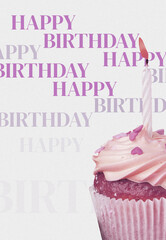 Fototapeta premium Celebration of birthday with cupcake and candle on special day