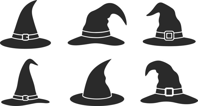Set of halloween witch hats vector isolated on white background
