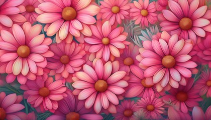 Obraz premium Pink Daisy Flower Repeating Background Design