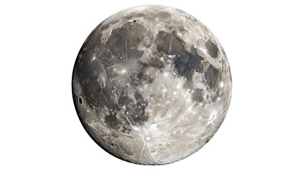 Detailed surface of the full moon celestial astronomy body isolated on transparent background © Hanna