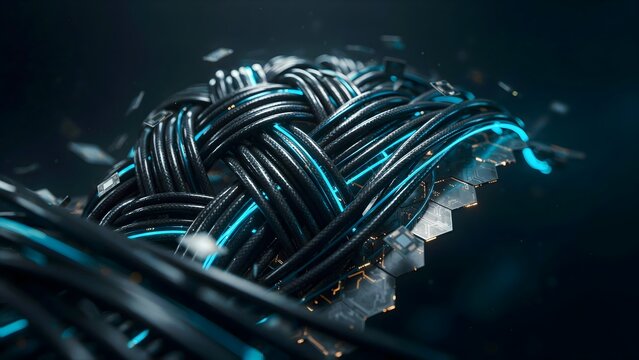 Supercomputing fabric carbon fiber threads 3D render &ndash; Ideal for AI processors and advanced engineering.