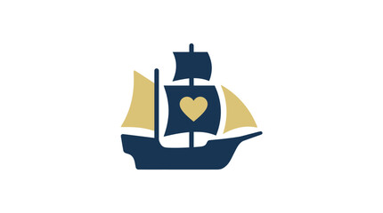 Sailing Ship with Heart Icon Vector Illustration © Wicaksono