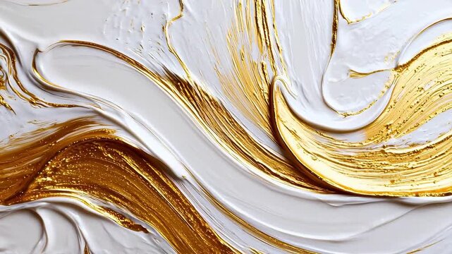Golden and white swirling paint texture