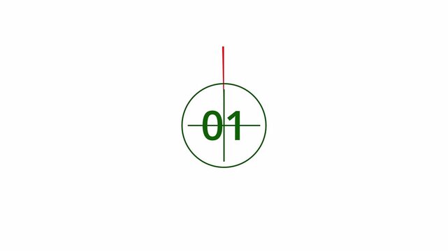 5 sec countdown animation. Five second timer animation on transparent background. 0 to 5 sec countdown in 4k with alpha channel,