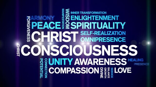 Christ Consciousness animated word cloud-text design animation tag kinetic typography seamless loop.