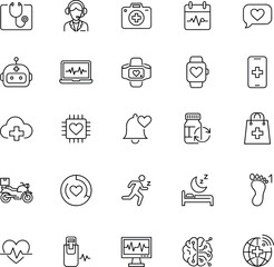 Fototapeta premium Digital Health and Wellness Icon Set symbol