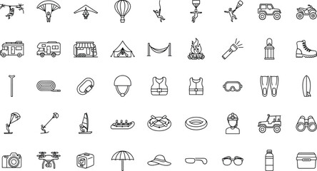 Outdoor adventure and sports equipment icons parachute © Uzzal