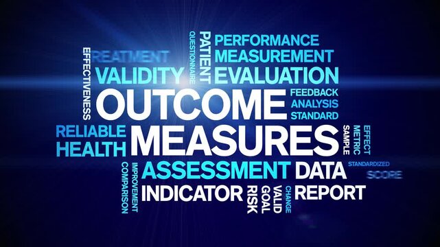 Outcome Measures animated word cloud-text design animation tag kinetic typography seamless loop.