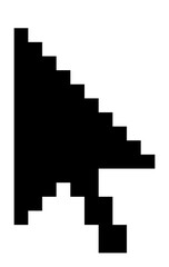 Fototapeta premium Cursor icon with a jagged stepped edge illustrates a retro pixelated computer navigation tool.