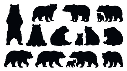 Collection of various bear silhouettes. © Ira Project