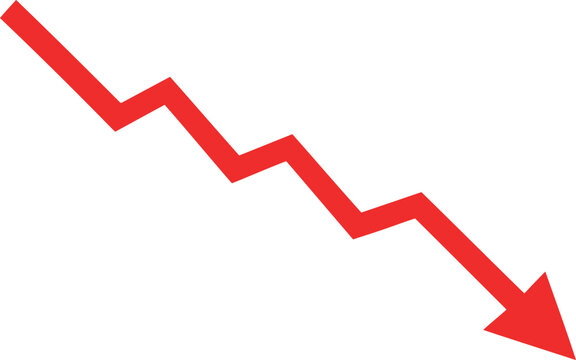 Downward trend arrow icon for business loss and financial decline