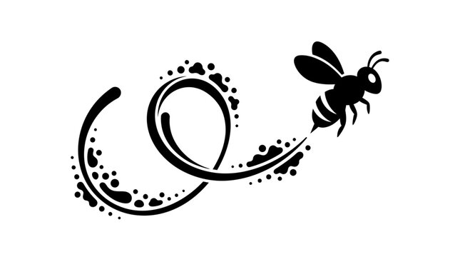 Black silhouette of a flying bee.