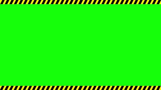 Animated Black and Yellow Hazard Stripe Border Loop on Green Screen