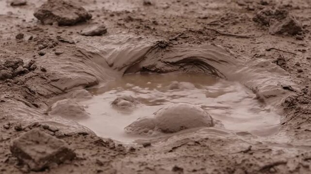 Bubbling Mud Pot Geothermal Volcanic Activity Close-Up