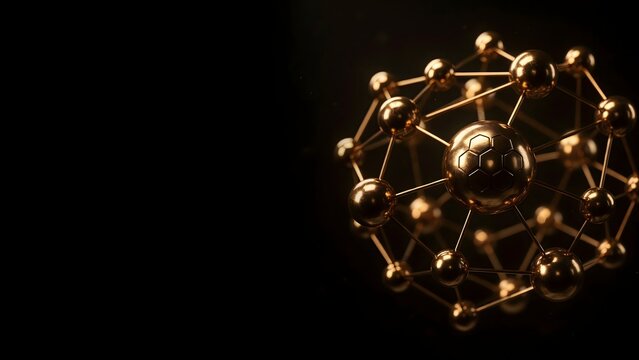 Gold blockchain network with golden links &ndash; Ideal for decentralized finance websites, crypto asset portfolios, or premium banking.