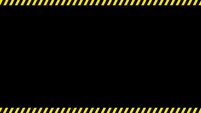Animated Black and Yellow Hazard Stripe Border Loop on Transparent Background with Alpha Channel