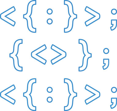 Programming Syntax Code Symbols Blue Outline Vector Icon