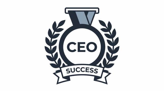 CEO success medal with laurel wreath and ribbon.