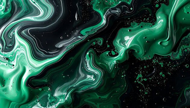 Abstract swirling green liquid motion pattern.