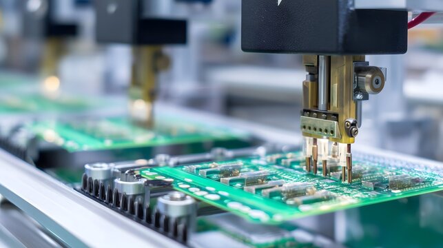 High-tech electronics production in modern manufacturing facility