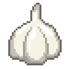 Fototapeta premium Pixel art garlic bulb illustration isolated without background