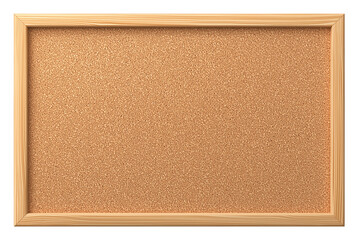 Fototapeta premium Blank rectangular cork board with light wooden frame isolated on white background, Clipping Path, png