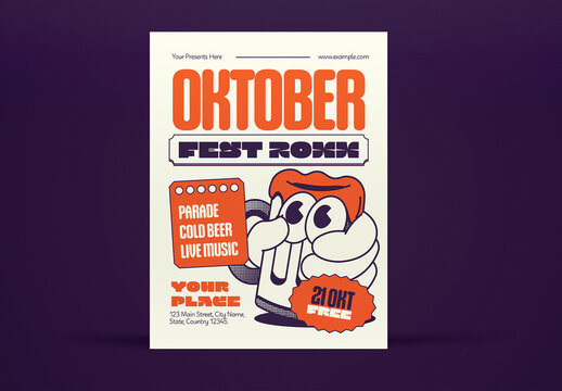 Cream and Orange Flat Design Oktoberfest Flyer Layout