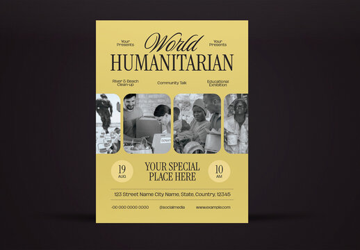 Gold Minimalist World Humanitarian Flyer Layout