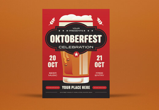 Red and Black Bold Oktoberfest Flyer Layout