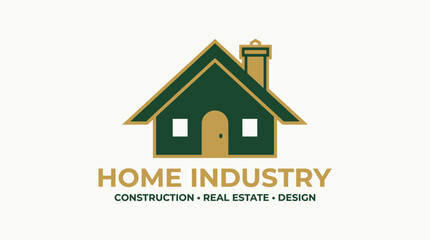 Fototapeta premium A modern house with industry logo and construction design elements nearby