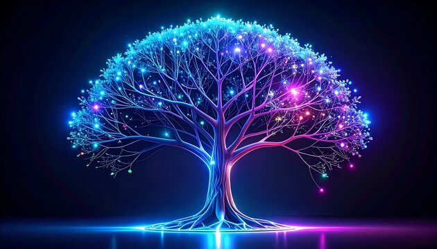 Abstract digital brain network visualization with glowing nodes.