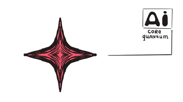 On one side of the screen, a star or red quantum symbol of the working core inside the Artificial Intelligence is pulsating.