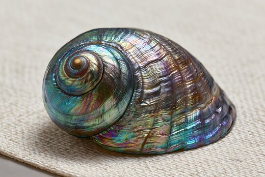 Iridescent inner mother-of-pearl texture of raw abalone shell