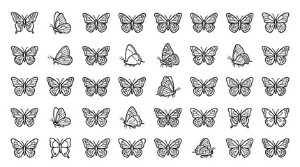 Minimalist Butterfly Line Icon Set © nurulaan