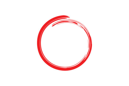 Brush stroke red circle and checkmark set for correction marks